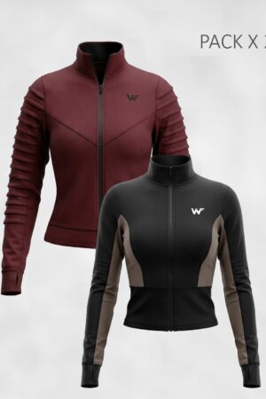 Chaquetas alforzas vino / fiori negro Pack x2