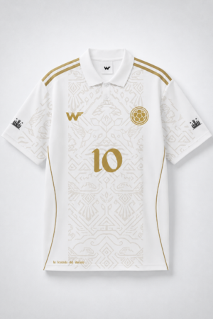 camiseta selección colombia leyenda del dorado blanca
