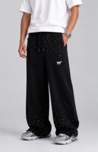 Jogger Baggy con Piedrería Negro - XL