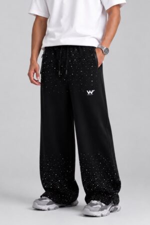 Jogger Baggy con Piedrería Negro