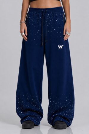 Jogger Baggy con Piedrería Azul