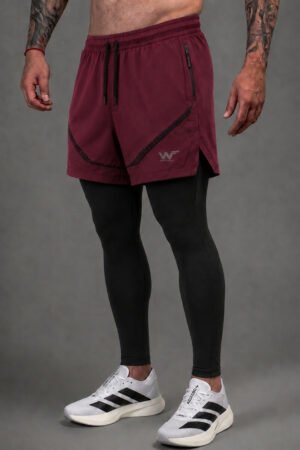 Pantaloneta Running Quantum vinotinto