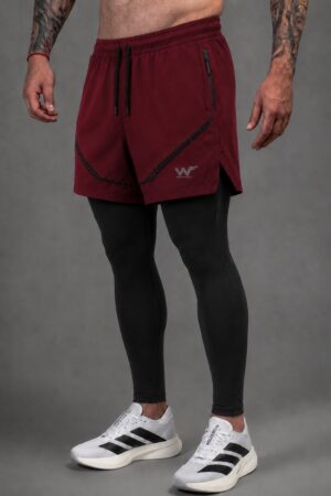 Pantaloneta Running Quantum vinotinto