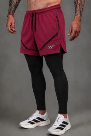 Pantaloneta Running Quantum vinotinto